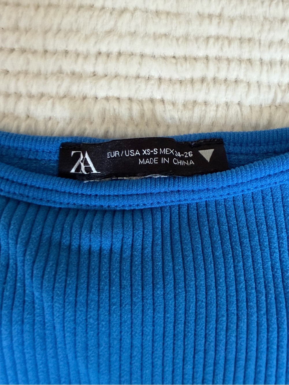 Zara Blue Ribbed Crop Top - Picture 3 of 5